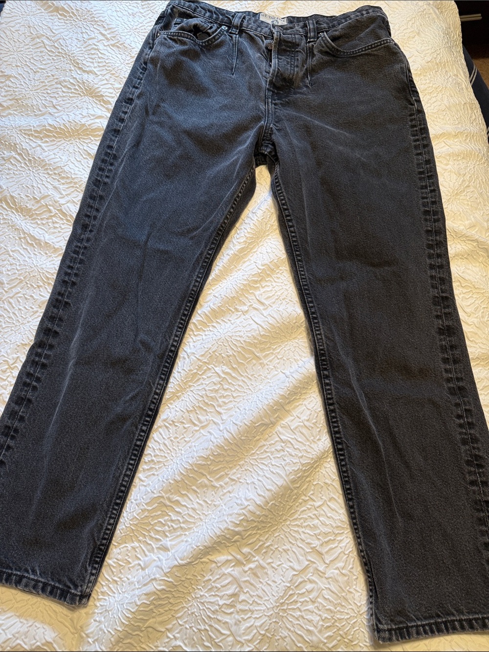 Free People A New Day Mid Rise Straight Leg Black Denim Jeans Size 30